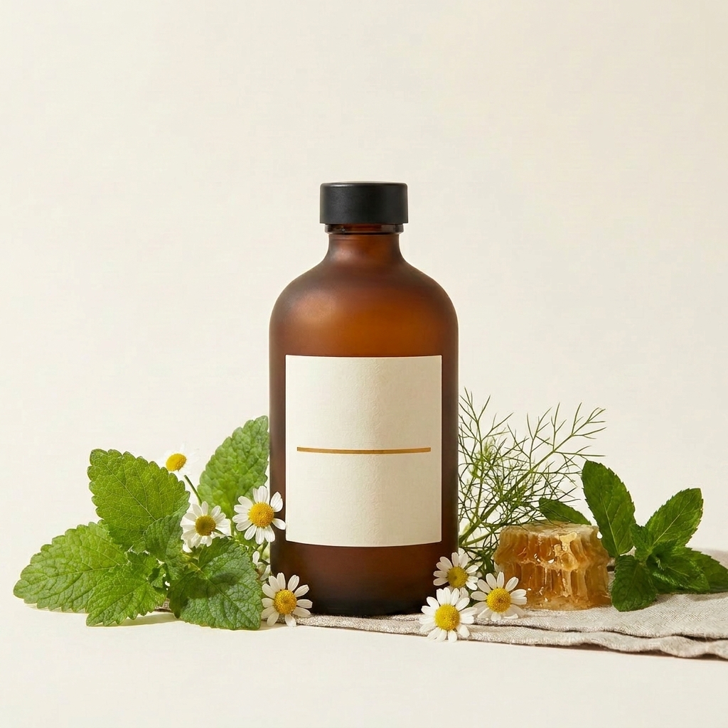 Apipur® Balance Oxymel – Braunglasflasche mit Melisse, Kamille, Fenchel und Pfefferminze