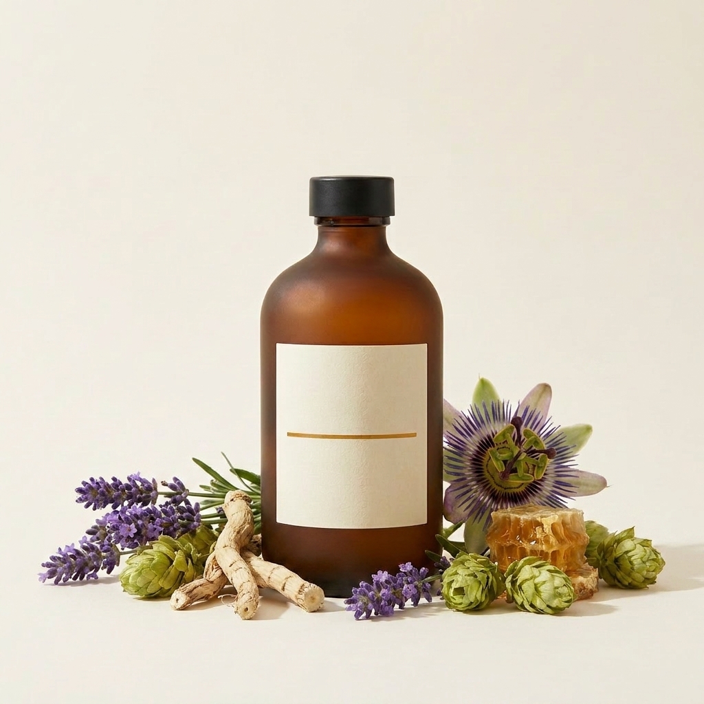 Apipur® Stille Oxymel – Braunglasflasche mit Lavendel, Hopfen, Baldrian und Passionsblume